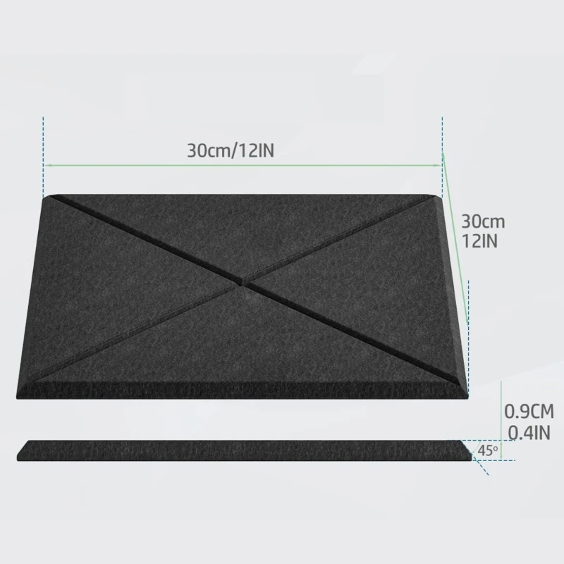 12แพ็คแผงโฟมสี่เหลี่ยมโพลีเอสเตอร์โพลีเอสเตอร์Soundproofผนังแผงสแควร์กระเบื้องที่สมบูรณ์แบบสำหรับห้องนั่งเล่นDrop Shipping