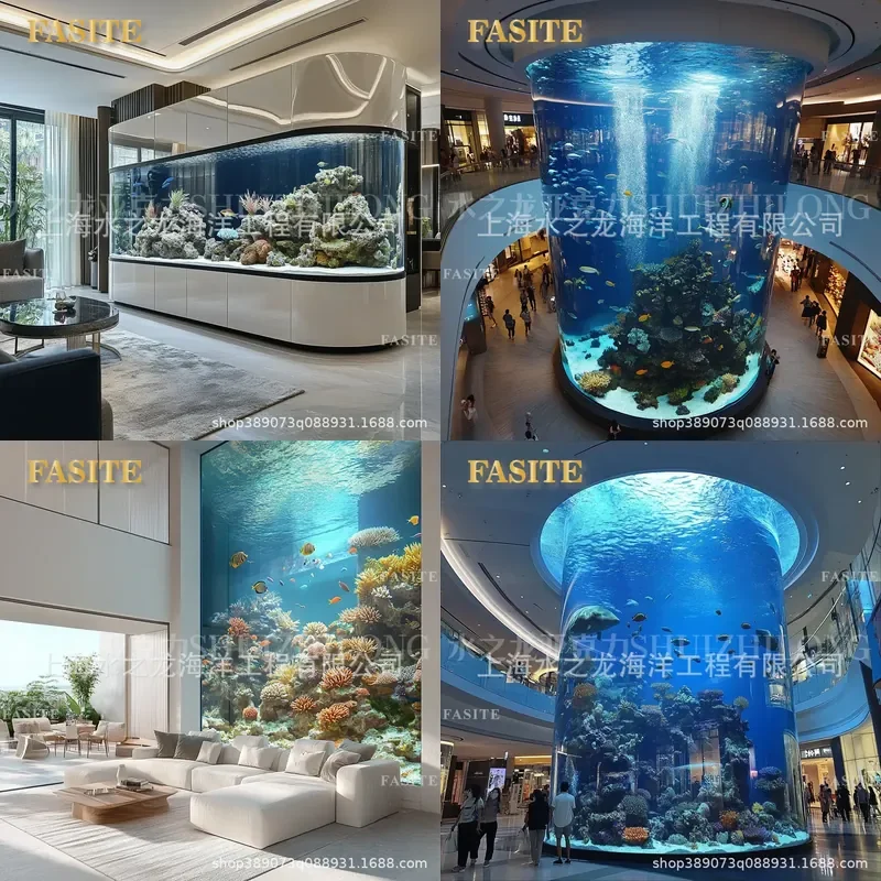 For Villa Hotel Custom Made Large Plexiglass Fish Tank Aquarium Ornamental Display