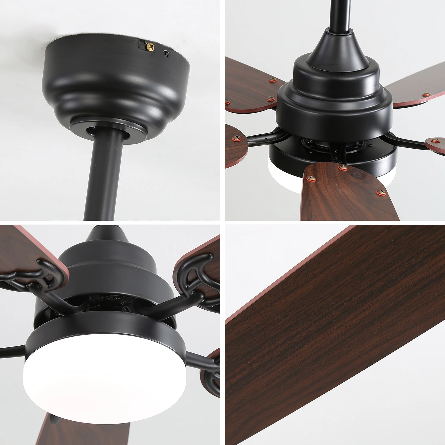 Sofucor 52-inch 5 Double Sides Blade Ceiling Fans With Light Remote Control  With 3-Modes LED