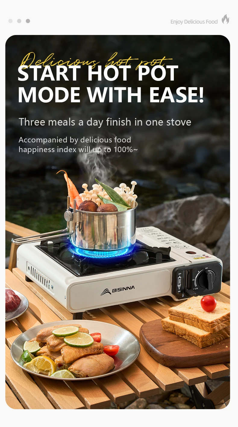BISINNA Tragbarer Campingkocher, Leichter Picknick-BBQ-Kocher mit Aufbewahrungsbox, Brennt wie ein Gasbrenner für zu Hause, 2900W Leistung – Detail 6