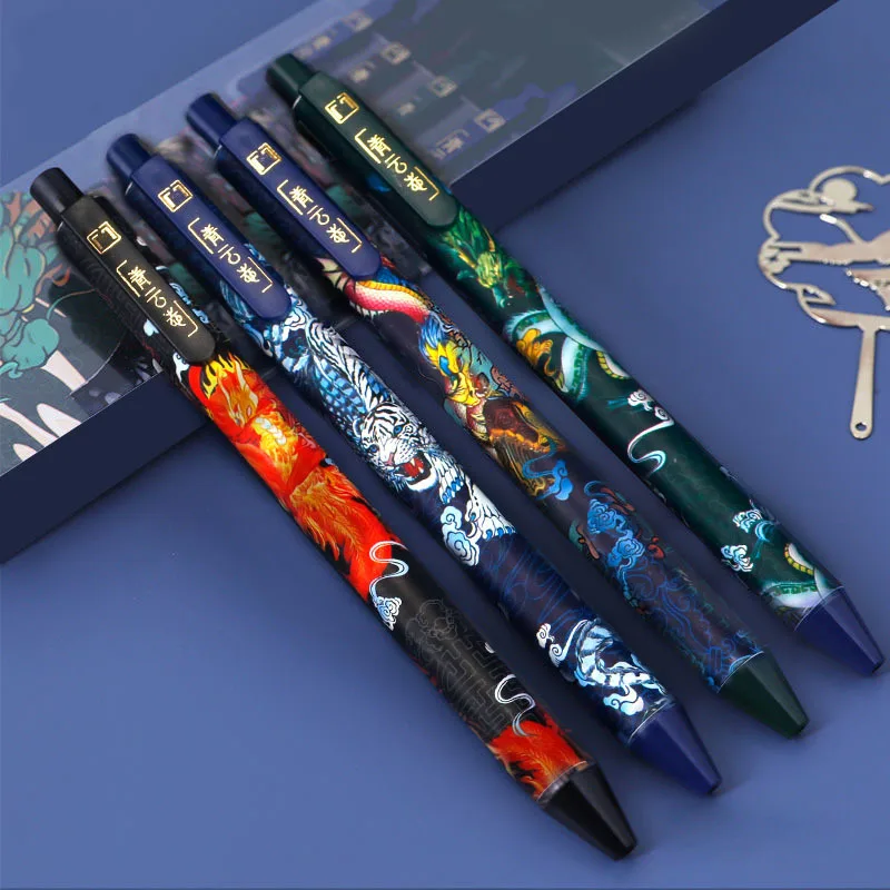 3/6PCS Chinese Ancient Style Divine Beast 0.5mm Black Gel Pens Stationery Caneta Papeleria канцелярия Kalem School Supplies