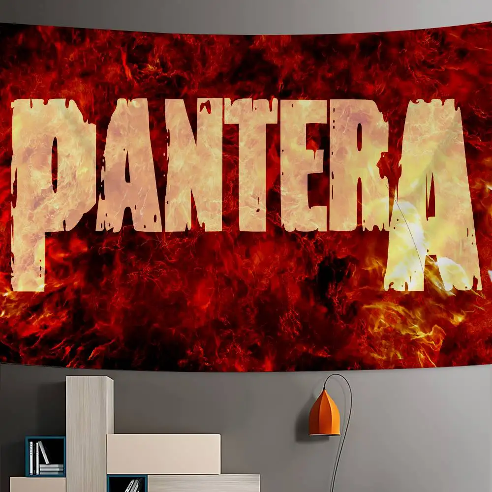 P-Pantera Rock Band Printed Large Wall Tapestry Art Science Fiction Room Home Decor Decor Blanket