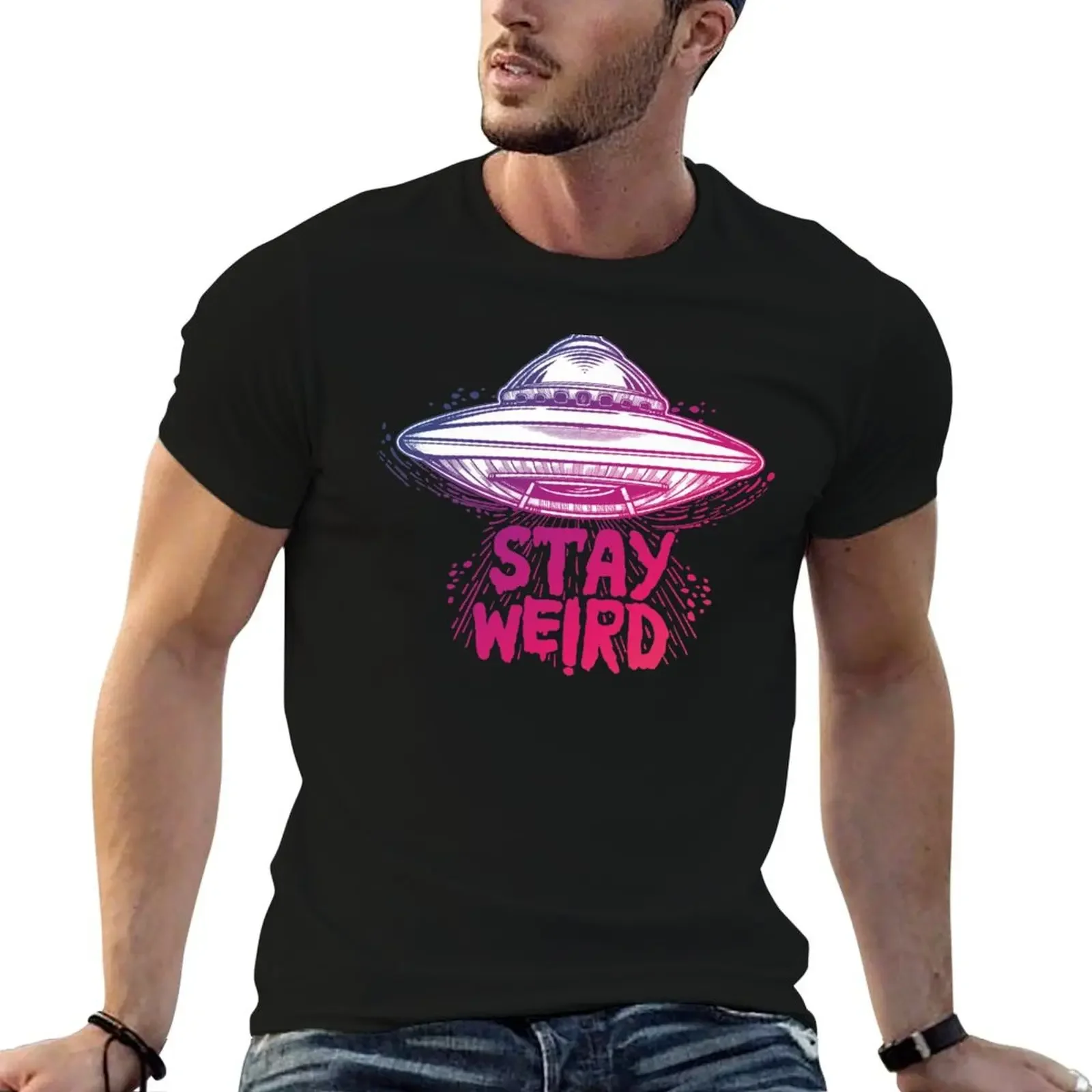 

Stay Weird Flying Saucer // Aliens Exist // Aliens are Real T-Shirt tops shirts graphic tee T-shirts for men cotton