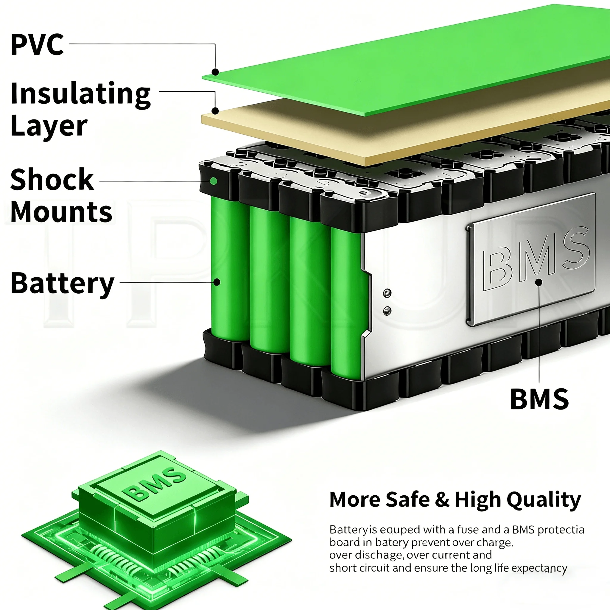 48V 18650 Lithium Battery Pack 13S4P 15000mAh Integrated BMS Replacement Battery for Electric Scooter Commute E-Bike