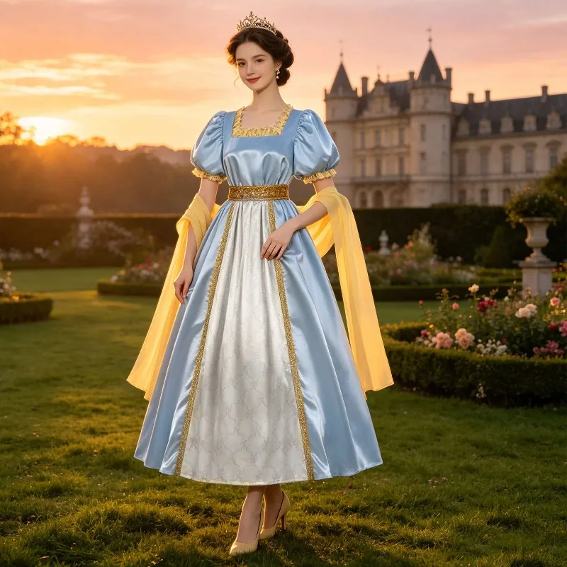 women's-retro-square-neck-puff-sleeve-long-gown-with-floating-sleeve-shawl-royal-theme-party-costume