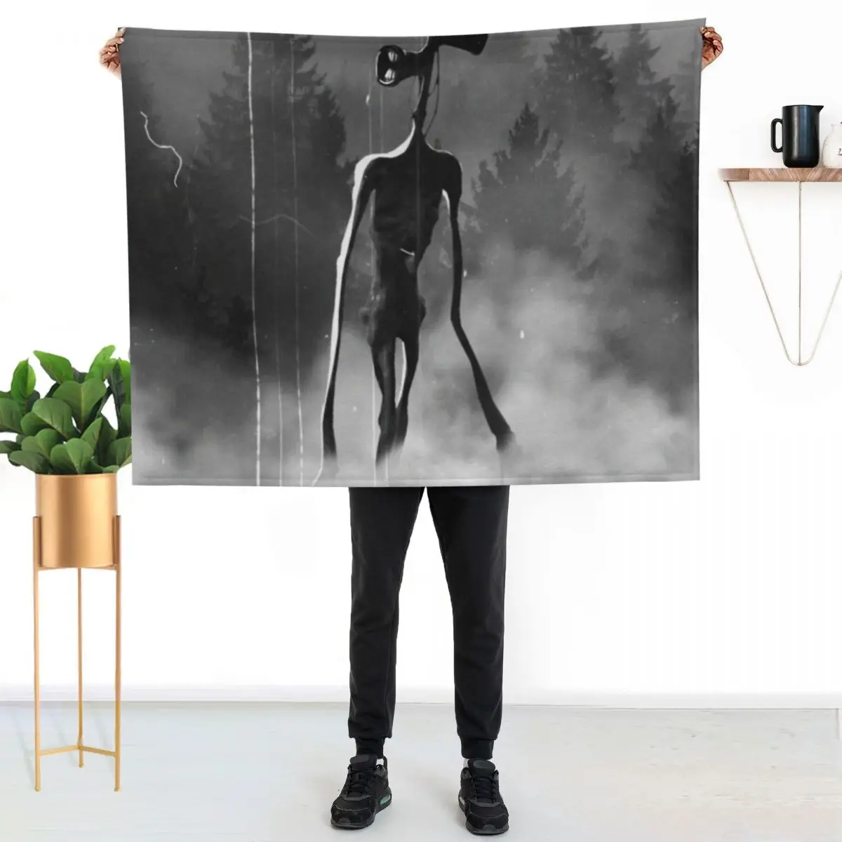 

Siren head night forest backpack Throw Blanket Luxurious Soft Fuzzy Blanket for Sofa Bed