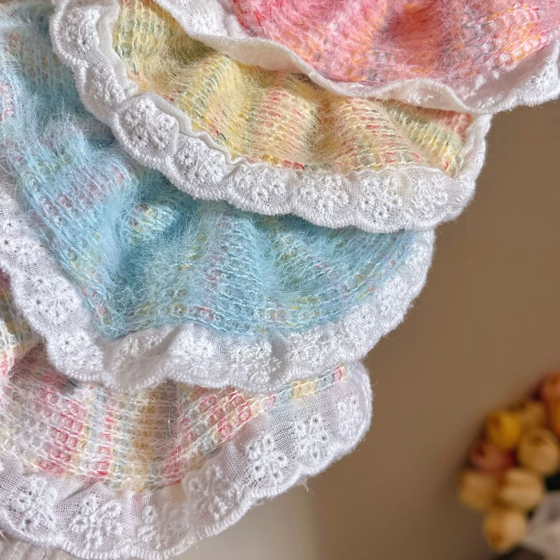 Осенне-зимняя милая кружевная элегантная повязка на голову с толстой кишкой, градиентная повязка на голову с мороженым для девочек, лесные аксессуары для волос, пряжа 헤드 Licht드