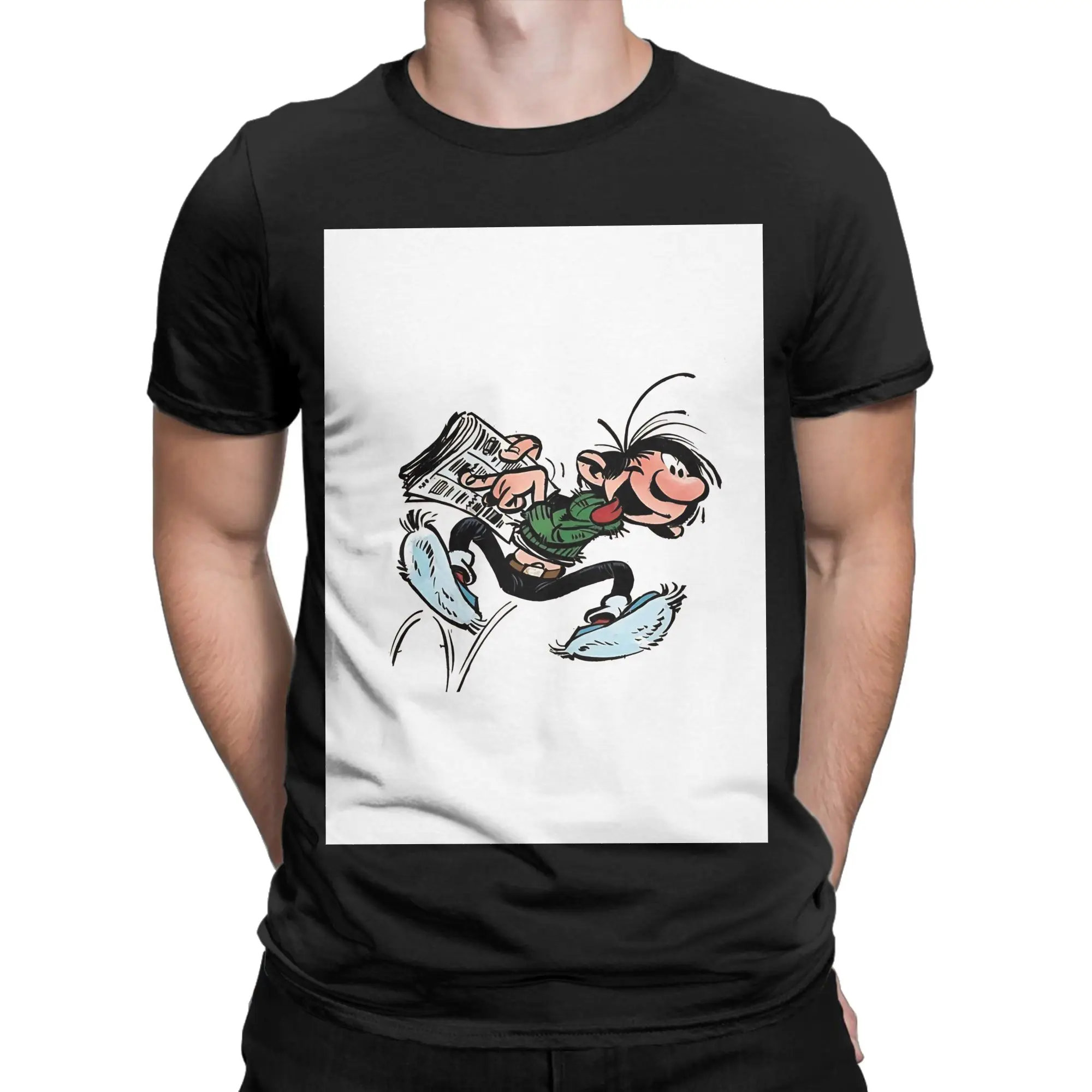 Gaston lagaffe Graphic poster Graphic 100% Cotton T-Shirt Gaston Lagaffe Tees Tops For Men