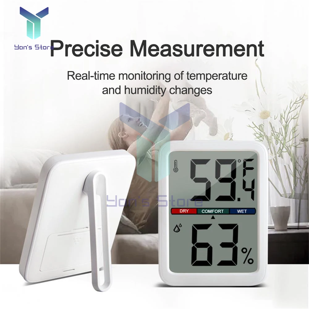 1Pc LCD Intelligent Digital Thermometer Hygrometer Indoor Room Electronic Temperature Humidity Meter Sensor Gauge For Home