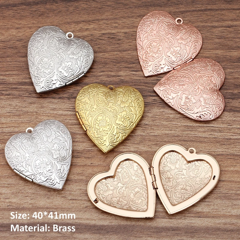 BoYuTe (4 pièces/lot) 40mm gros médaillon Photo en forme de coeur médaillon en laiton pendentif bricolage accessoires en gros
