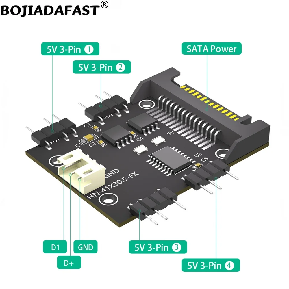 4 x 3PIN 5V ARGB Fan Atmosphere RGB LED Synchronization Controller Board For Desktop PC Computer Case