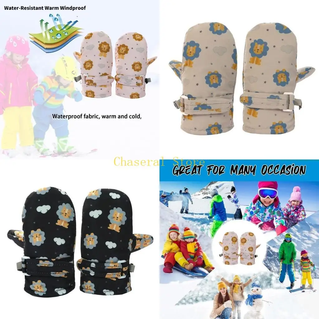 

E7CE Snow Gloves Cartoon Windproof Ski Mittens Quick Drying Gloves for Infant Unisex