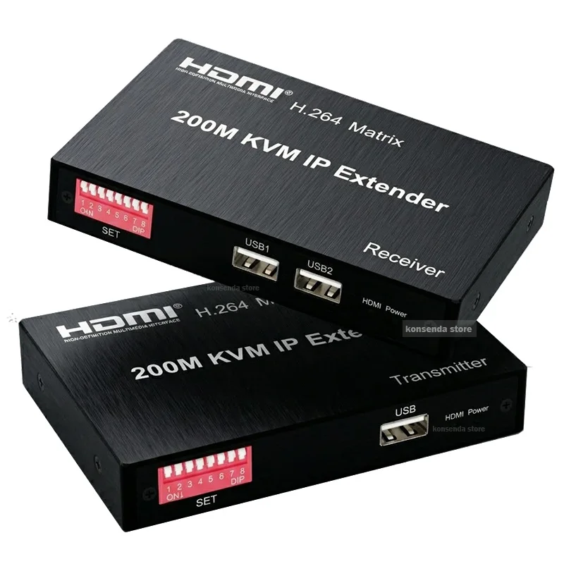 H.264 200M HDMI KVM Extender over IP Ethernet Cat5e/6 Cable 1080P HDMI KVM IP Extender Via Network Switch Support Mouse Keyboard