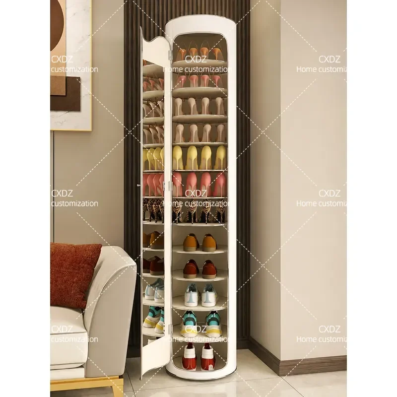 Intelligent Disinfection Shoe Cabinet 360 Degree Rotating Large Capacity Storage Rack Cylindrical Round Design for Household