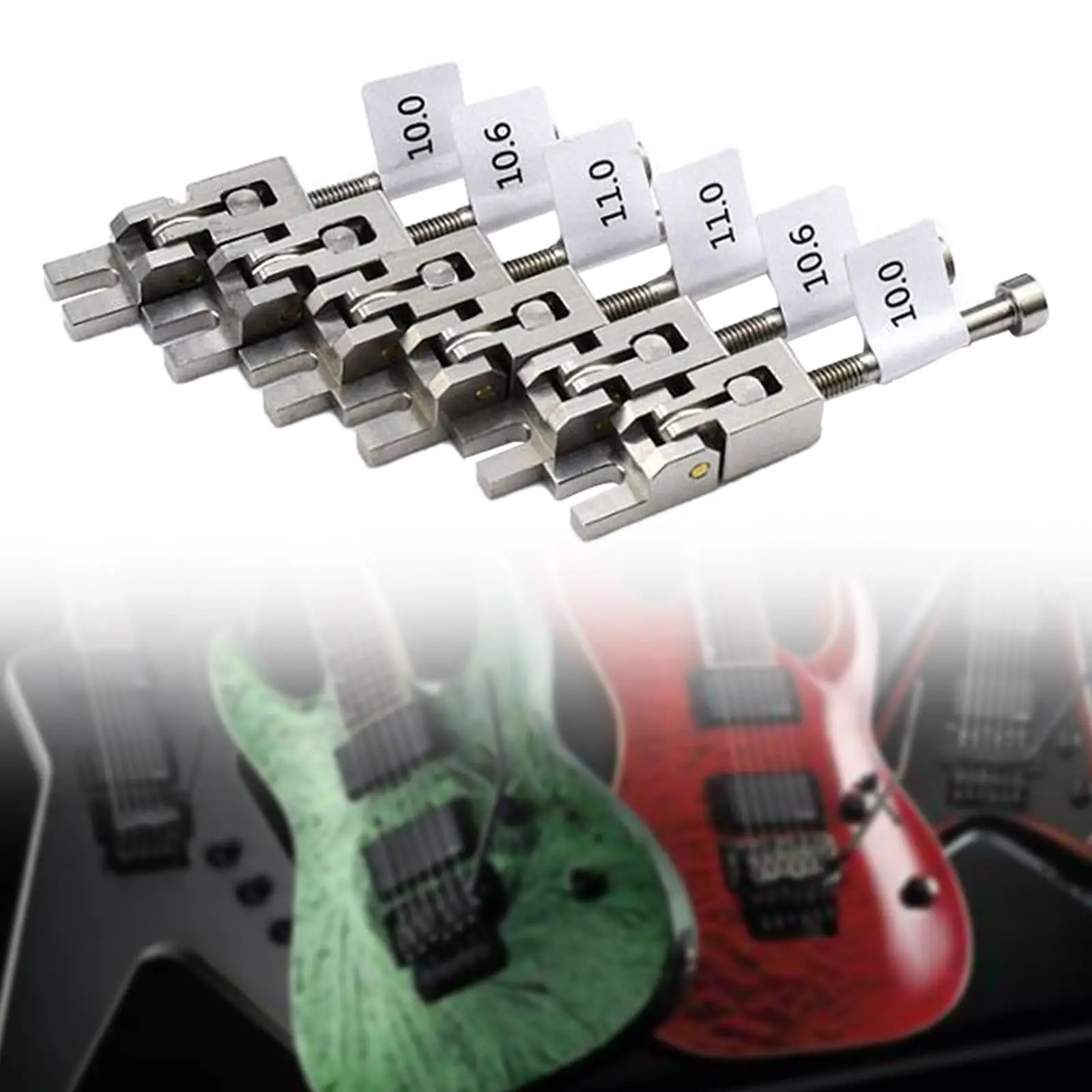 

6x Guitar Bridge Saddle Set Professional for Tremolo Repair Parts Replacement Bridge Part Bridges Hardware 10.0mm 10.6mm 11.0mm