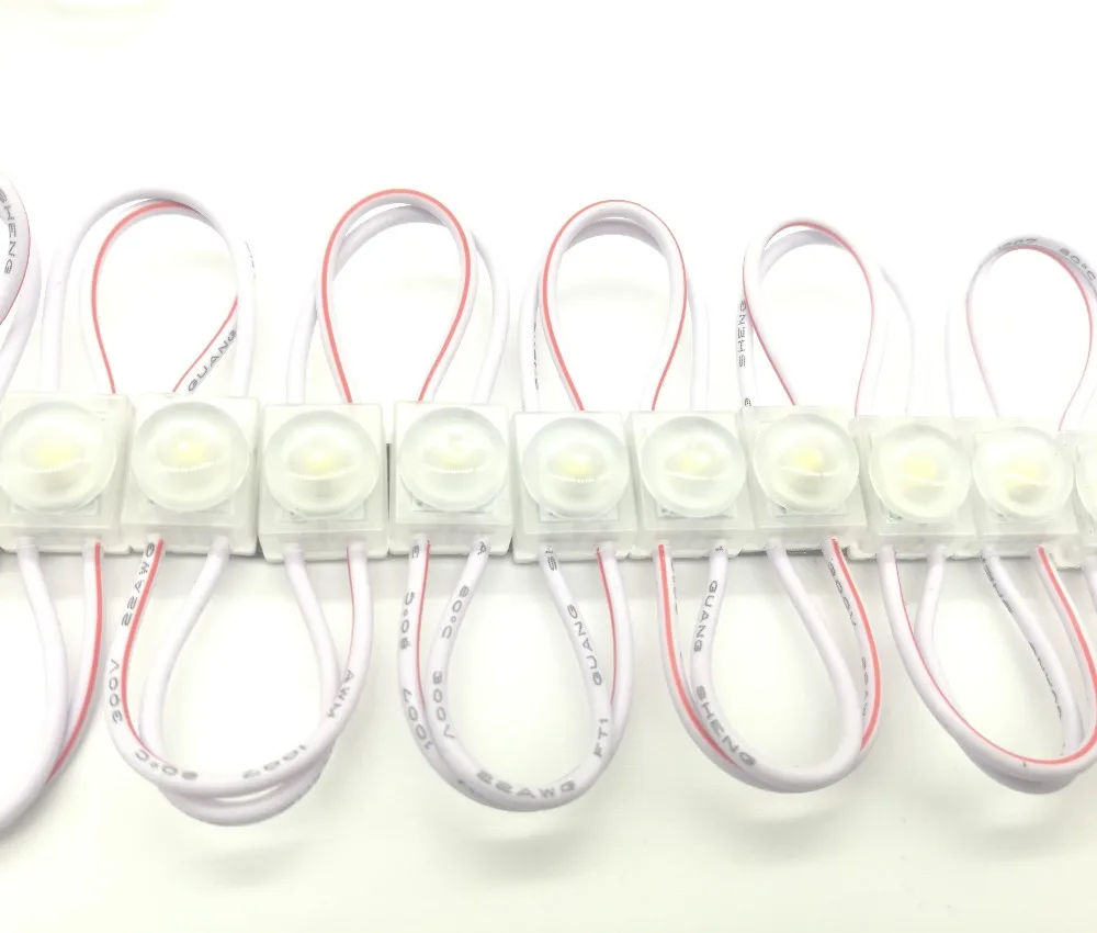 500PCS DC12V 1LED injection led module light lamp 12x10mm white /warm white with lens Waterproof IP65