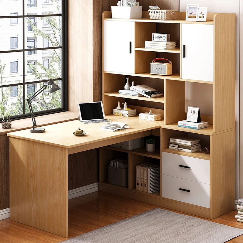 Desktop Computer Desk Bookshelf Integrated Corner Home Bedroom Workbench Writing Learning Table