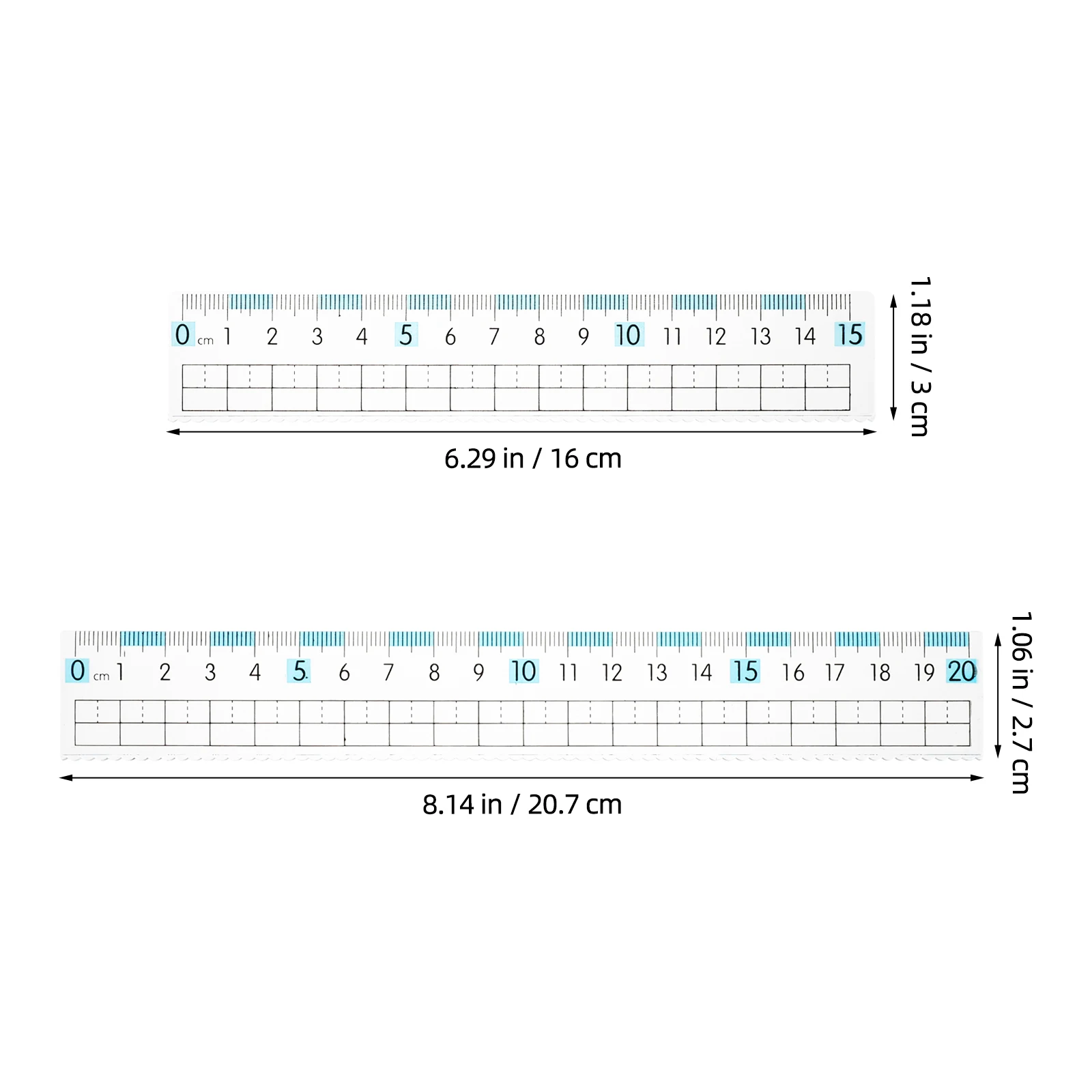 10 PZ 15 cm 20 cm Righello di Plastica Flessibile Trasparente Righello Metrico Con Bordo Ondulato Strumento di Misura Trasparente Per Disegno Disegno