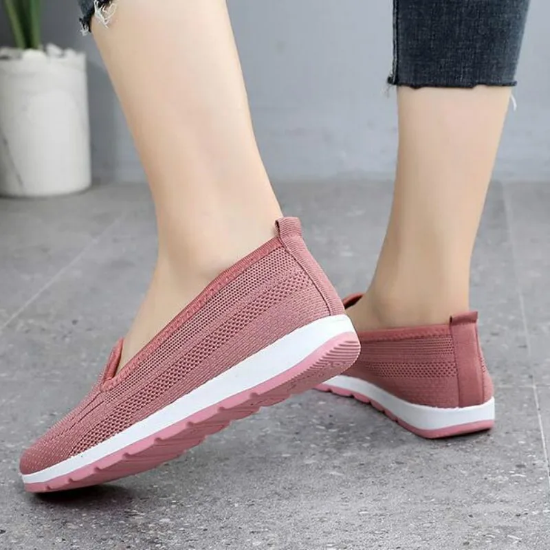 women\'s summer sneakers slip on flat shoes Women\'s Casual Loafers walking shoes Female Outdoor Mesh Soft Bottom Sports Shoes