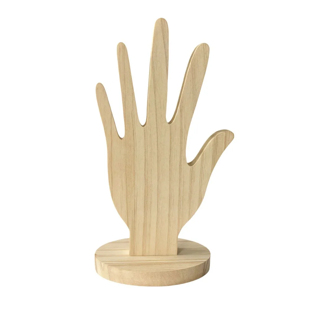 Wooden Jewelry Display Stand Hand Form Palm Shaped Ring Storage Holder Bracelet Bangle Mannequin Desktop Jewelry Organizers
