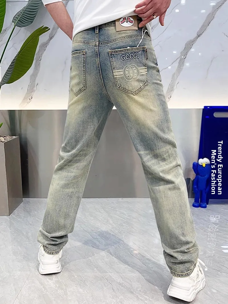 

Мужские джинсы прямого кроя в стиле ретро, летние и весенние, свободные, широкие, длинные брюки, молодежные, модные, дышащие, удобные джинсы