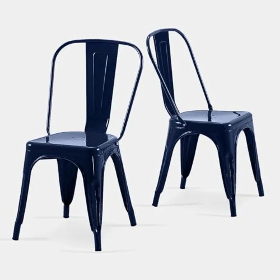 

Промышленные металлические обеденные стулья с высотой сиденья 18 дюймов, штабелируемые, для кухни или бара, прочные, современный дизайн, универсальная акцентная мебель