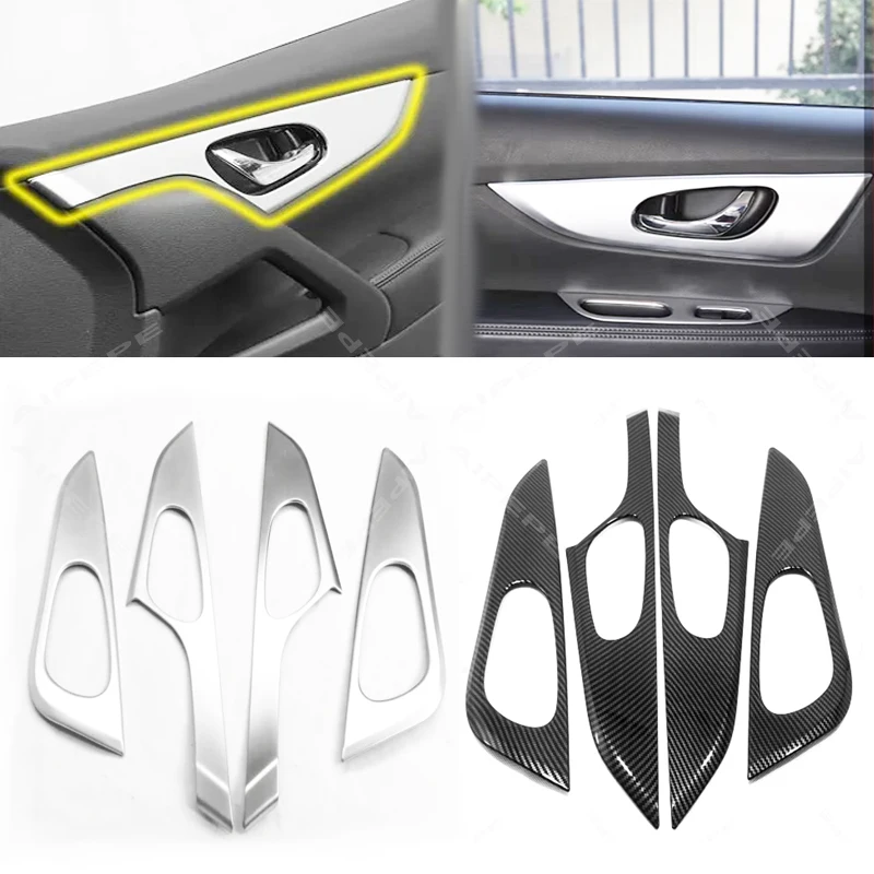

For Nissan Qashqai j11 2014-2019 2020 ABS Carbon fiber Inner Door Handle Bowl frame Cover Trim Styling Accessories