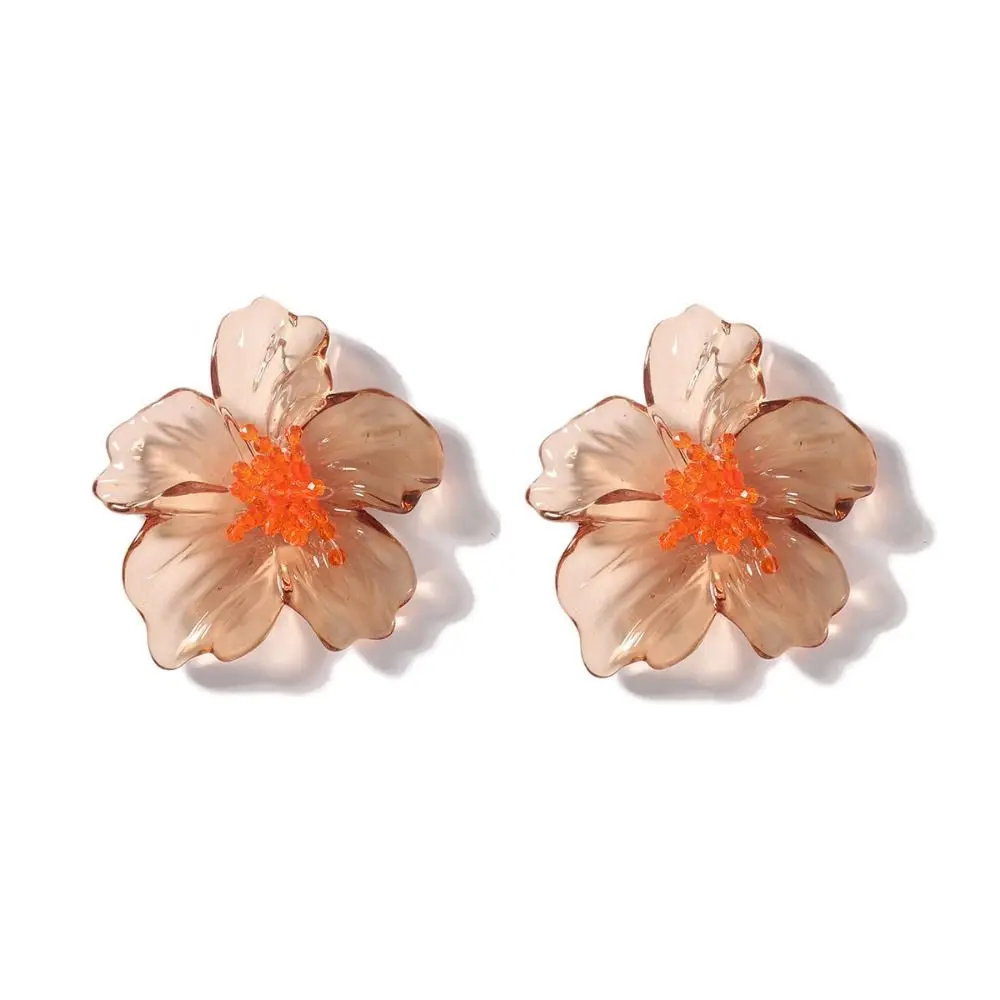 

Bohemian Style Transparent Flower Earrings Trendy Exaggerated Stud Earrings Exquisite Acrylic Women Earrings Daily Wear