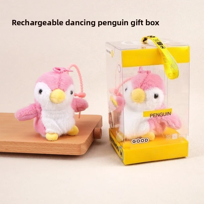 Children's Simulation Cartoon Electric Penguin Doll, Plush Schoolbag Pendant