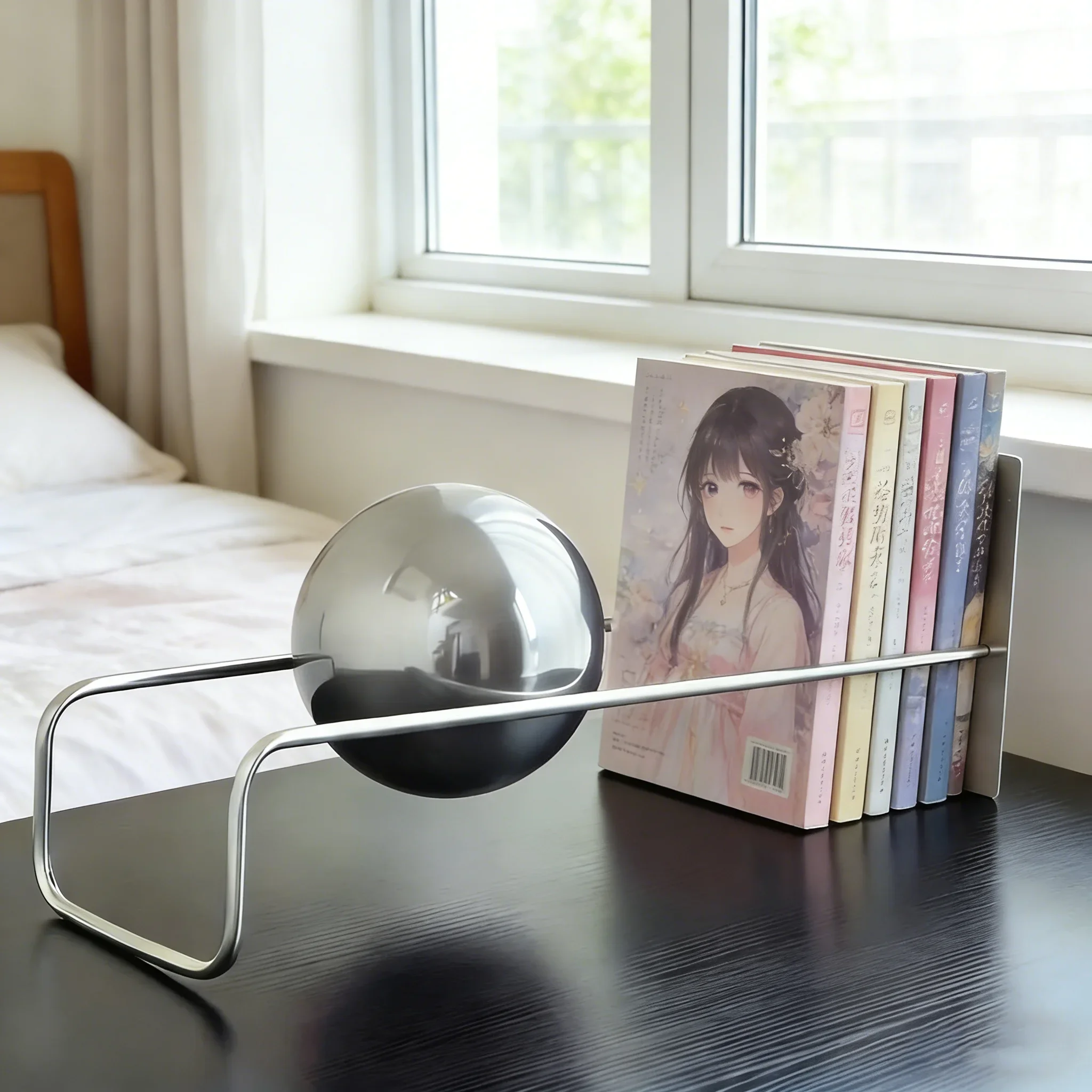 Modern Gravity Ball-Shaped Bookshelf—Medieval Bauhaus Desktop Organizer, Fashionable Magazine and Newspaper Rack, Office Fashion