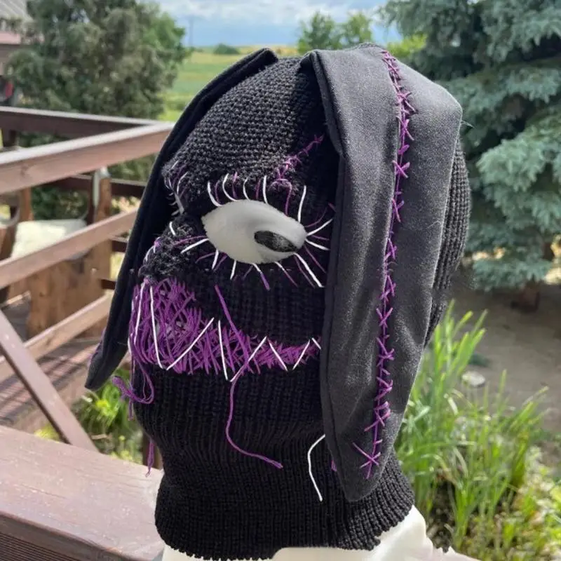Novelty Balaclava Knit Hat Winter Warm Full Face Mask Devil Horn Hat Cap