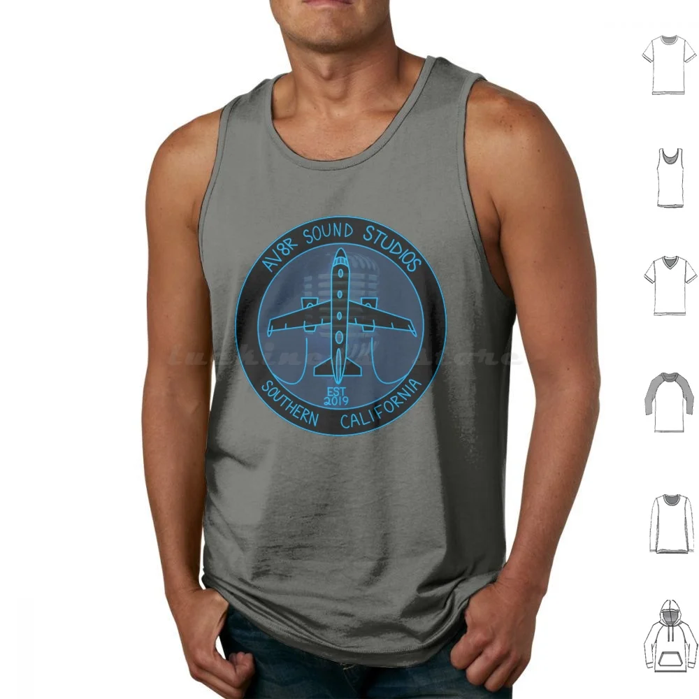 Av8r Sound Studios Collection Tank Tops Print Cotton Podcast Aviation Squawk Ident Flight