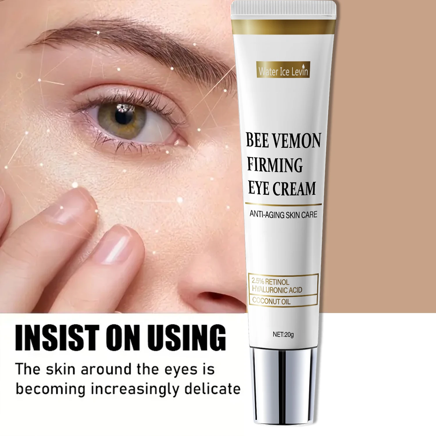 Bee Venom Firming Eye Cream with Retinol - Dark Circle Reduction, Hydrating Lift, Fast Absorption, Winter Renewal Care