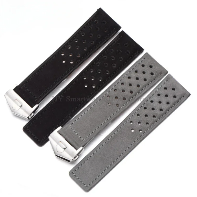20mm 22mm 24mm pulseira de relógio de couro genuíno respirável para tag heuer pulseira de substituição pulseira macia fivela dobrável de metal