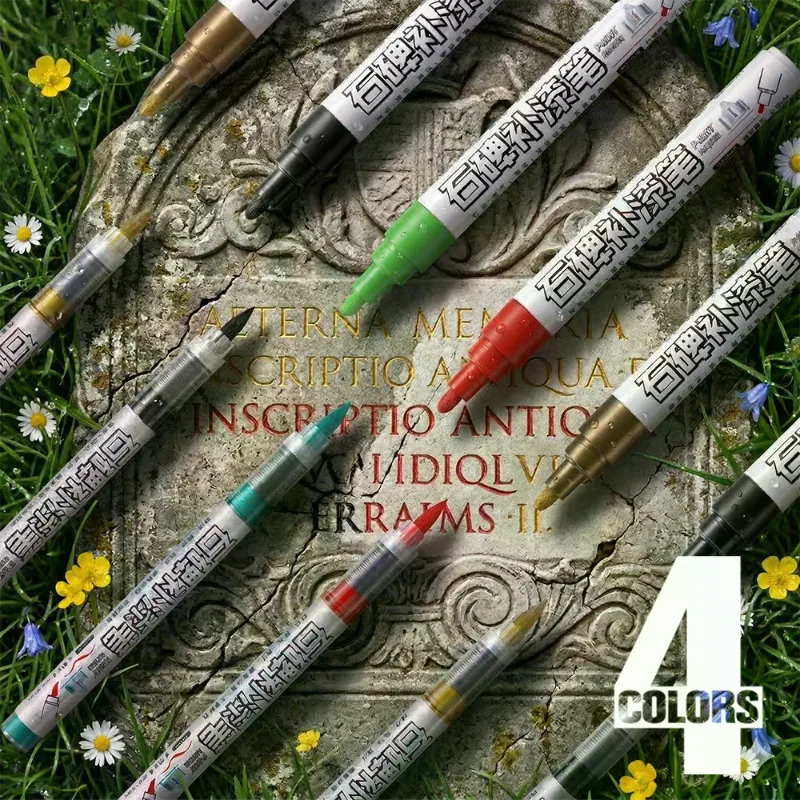 1Pcs Golden Tombstone Marker Pen Restores Faded Text On Tombstones And Granite Surfaces, Weather-Resistant, Quick-Drying Pen view 3