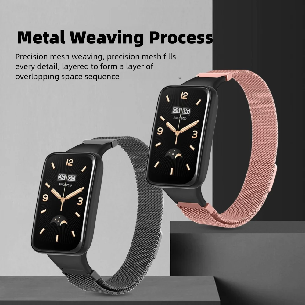 Металлический миланский магнитный ремешок для часов для Xiaomi Band 7 Pro, быстросъемный, защищенный от пота сменный регулируемый спортивный ремешок для умных часов