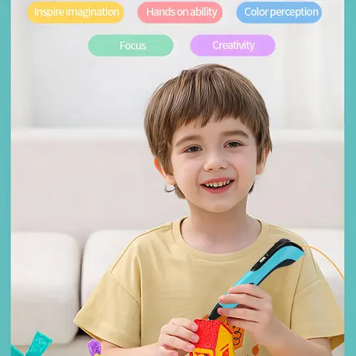 Imagen 2 del producto Bolígrafo 3D para niños, 40 colores, filamento PLA de 1,75mm, dibujo artesanal, regalos de cumpleaños y Navidad para niños con Estuche De Viaje