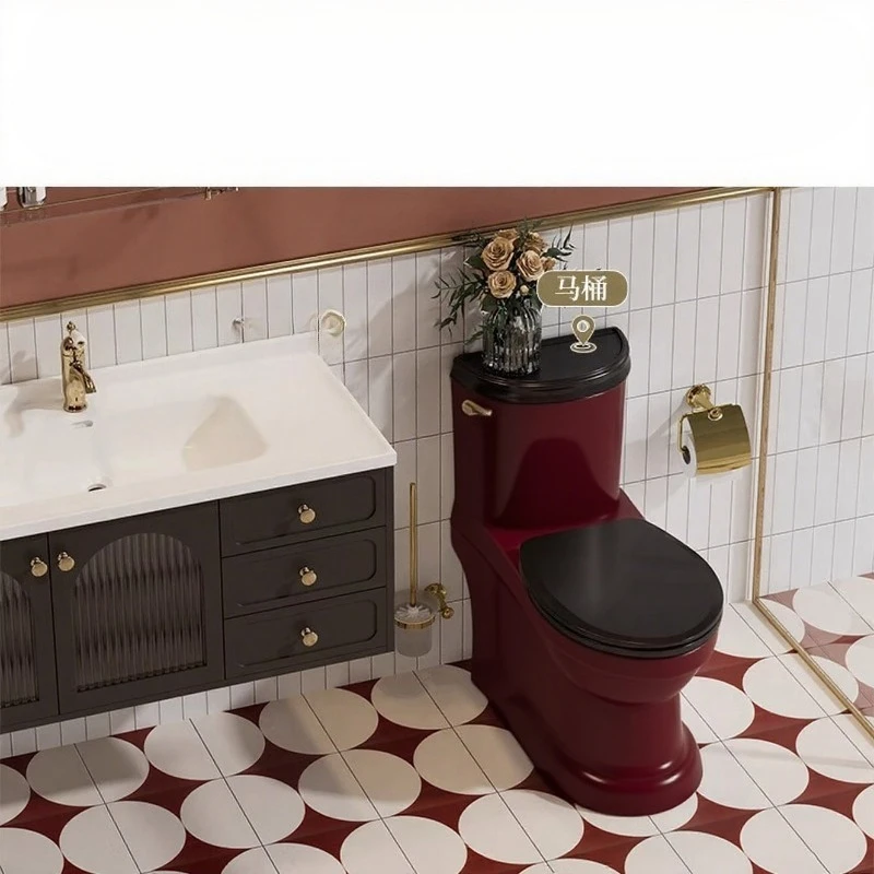 French retro burgundy ordinary toilet siphon type personalized creative European toilet household