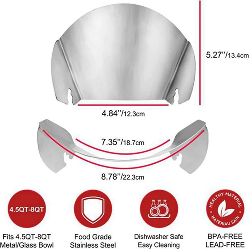 Stainless Steel Bowl with Handle +Stainless Steel Inlet for 6Q Bowl-Lift Stand Mixer Accessories-A73M