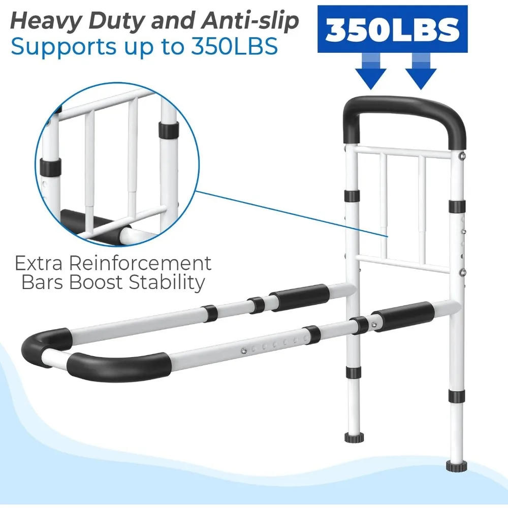 Adjustable Bed Safety Rail for Elderly - ASTM Certified 350LB Capacity, Non-Slip Grip, Tool-Free Assembly Fits Twin to King Beds