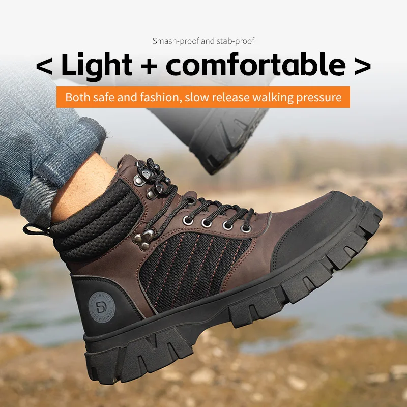 Work Boots Indestructible Safety Shoes Men Steel Toe Shoes Puncture-Proof Sneakers Male Footwear Shoes Women Non Slip Work Shoes