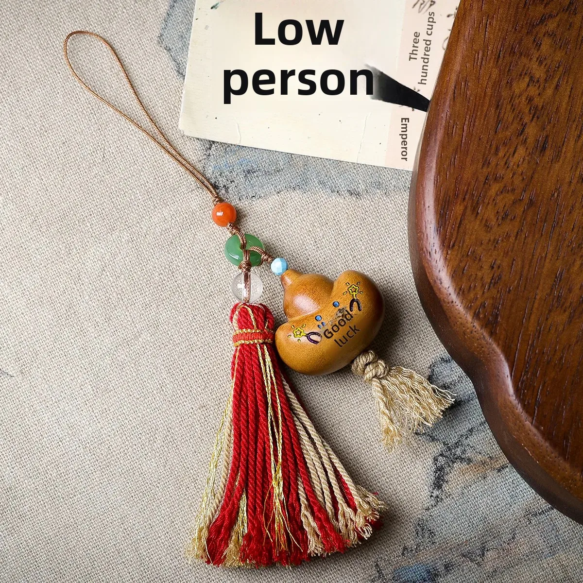 2026 Original Design Jujube Wood Great Luck Gold Ingot Hand Woven Phone Strap Traditional Chinese Style Tassel Bag Pendant Charm