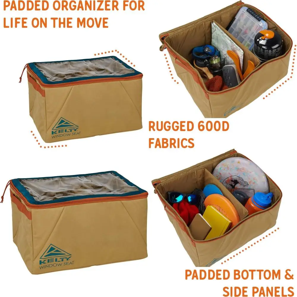 

Kelty Window Seat – Camping, Tailgating, Travel Organization Hub, Road Tripping Overlanding Storage, Clear Lid, Rugged Fabrics