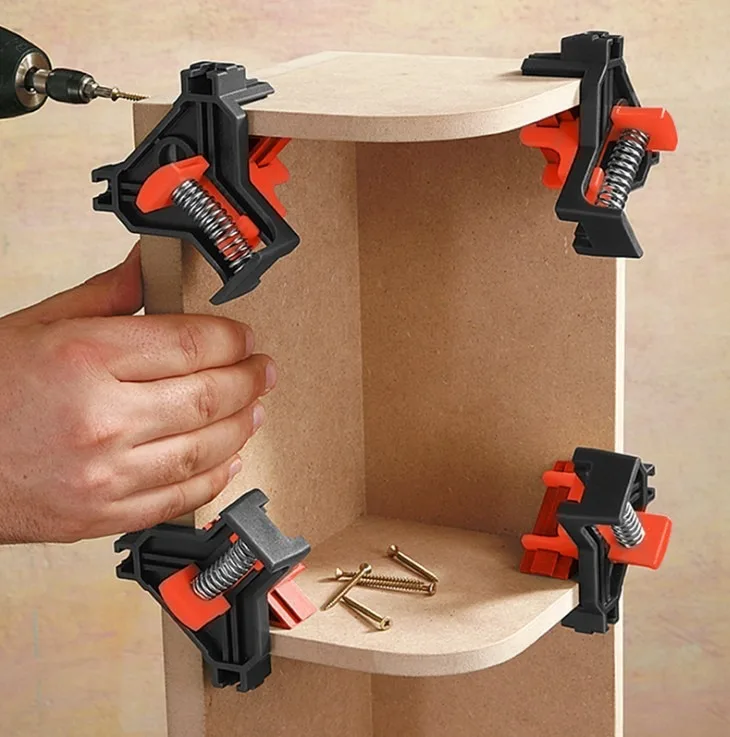 2/4PCS Right Angle Fixing Clip Woodworking Clamp Adjustable Swing Corner Clamp Corner Clip Fixer for Welding Drilling Cabinets view 4