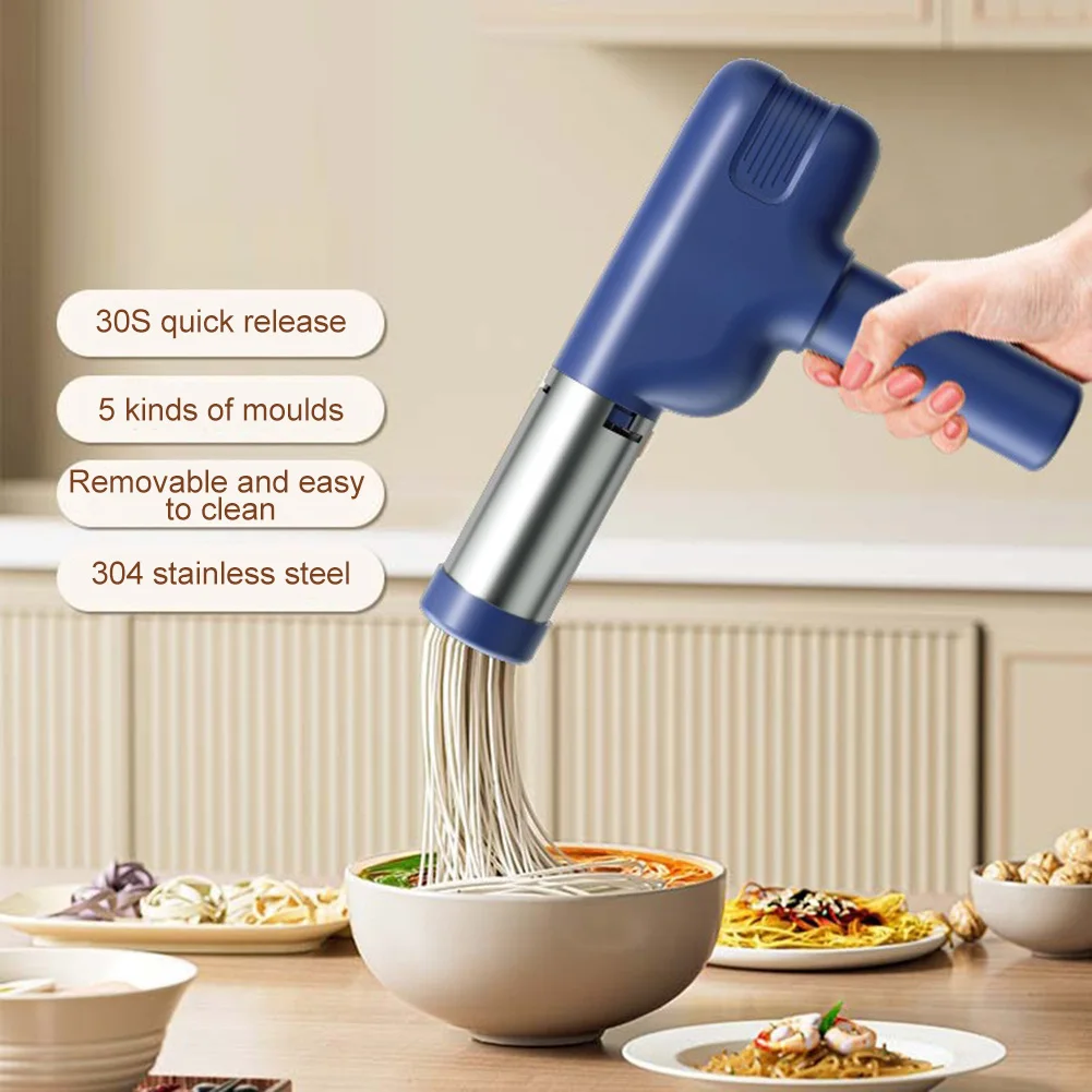 Handheld Noodle Machine Intelligent Dough Press Rolling Small Food Kitchen Household Electric Cordless Pasta Maker 5 Pasta Shap