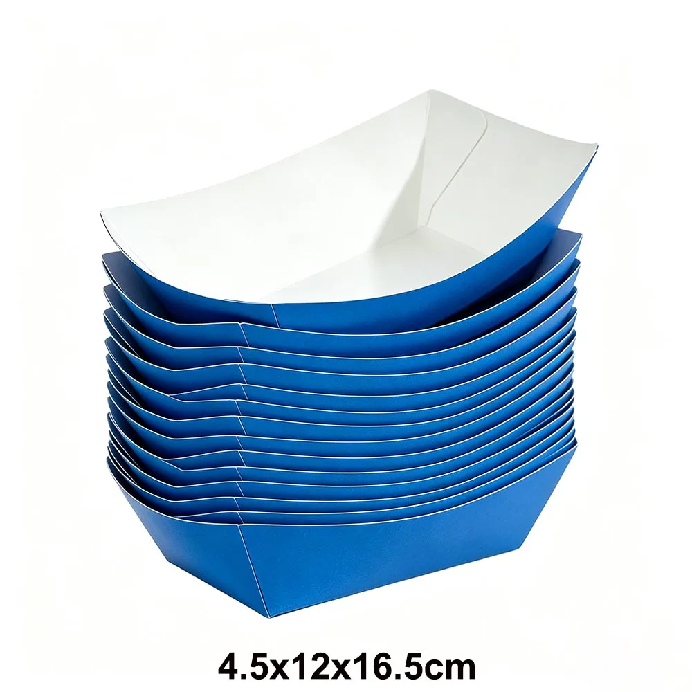 Einweg-Tischgeschirr Einfarbige Papier-Lebensmittelschale Snack-Box in Bootsform für Geburtstagsfeiern Babypartys Hochzeitsdekoration – Detail 9