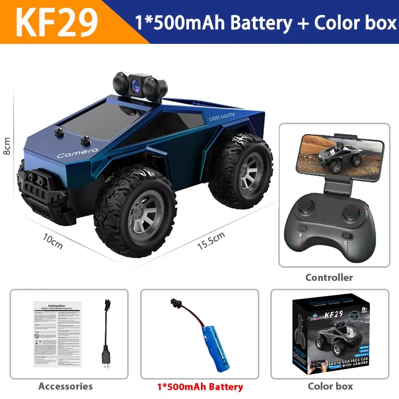 1:28 4WD Off-Road Remote Control Car with Camera, High Performance Big Foot RC Drift Racing Vehicle, Christmas Gift for Kids