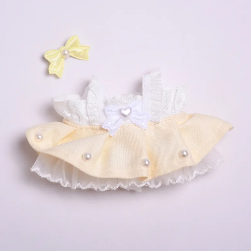 Mini Ropa para muñecas, accesorios para Ropa Labubu de 15-17cm y Sudadera con capucha de algodón de 10cm, falda de hilo rosa, Ropa sin muñeca