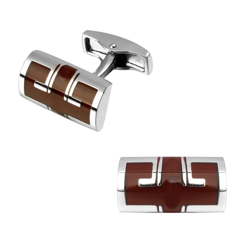 Men\'s French shirt cufflinks made of copper material wine red enamel curved pattern cufflinks wedding jewelry