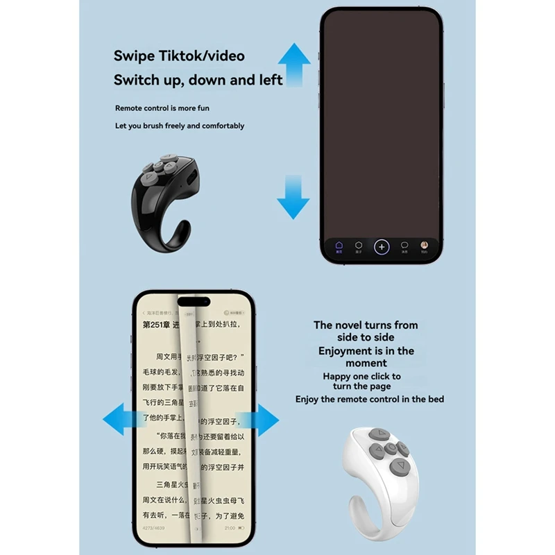 Ring Controller E-Book Page Turner Remote Control Ring Music Video Controller For Tiktok IOS Android Laptop,Requisite